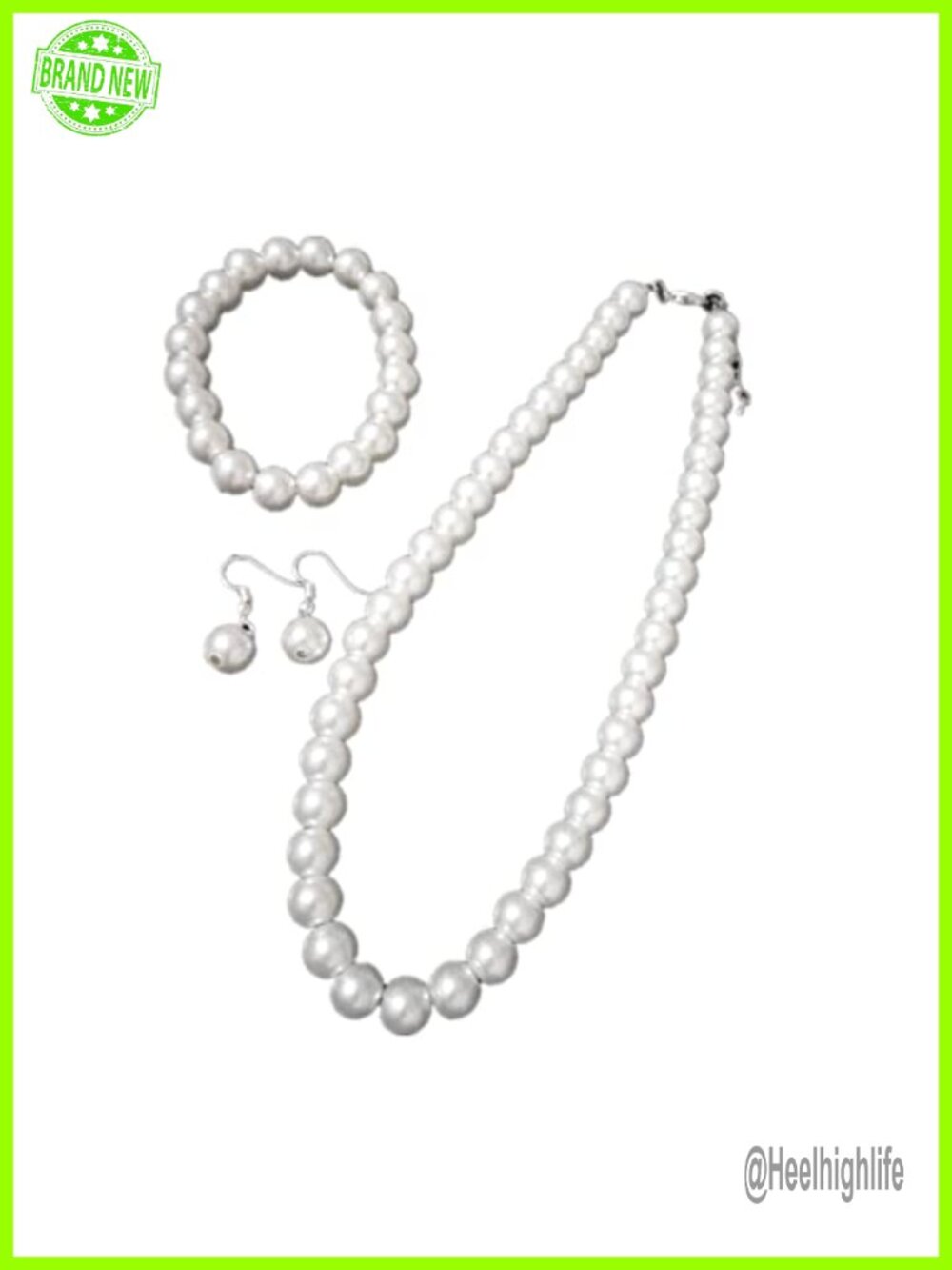 Faux Pearl Jewelry Set Necklace Bracelet Earrings Classic